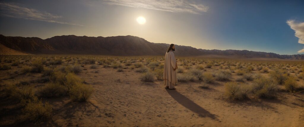 portrait of jesus in the desert